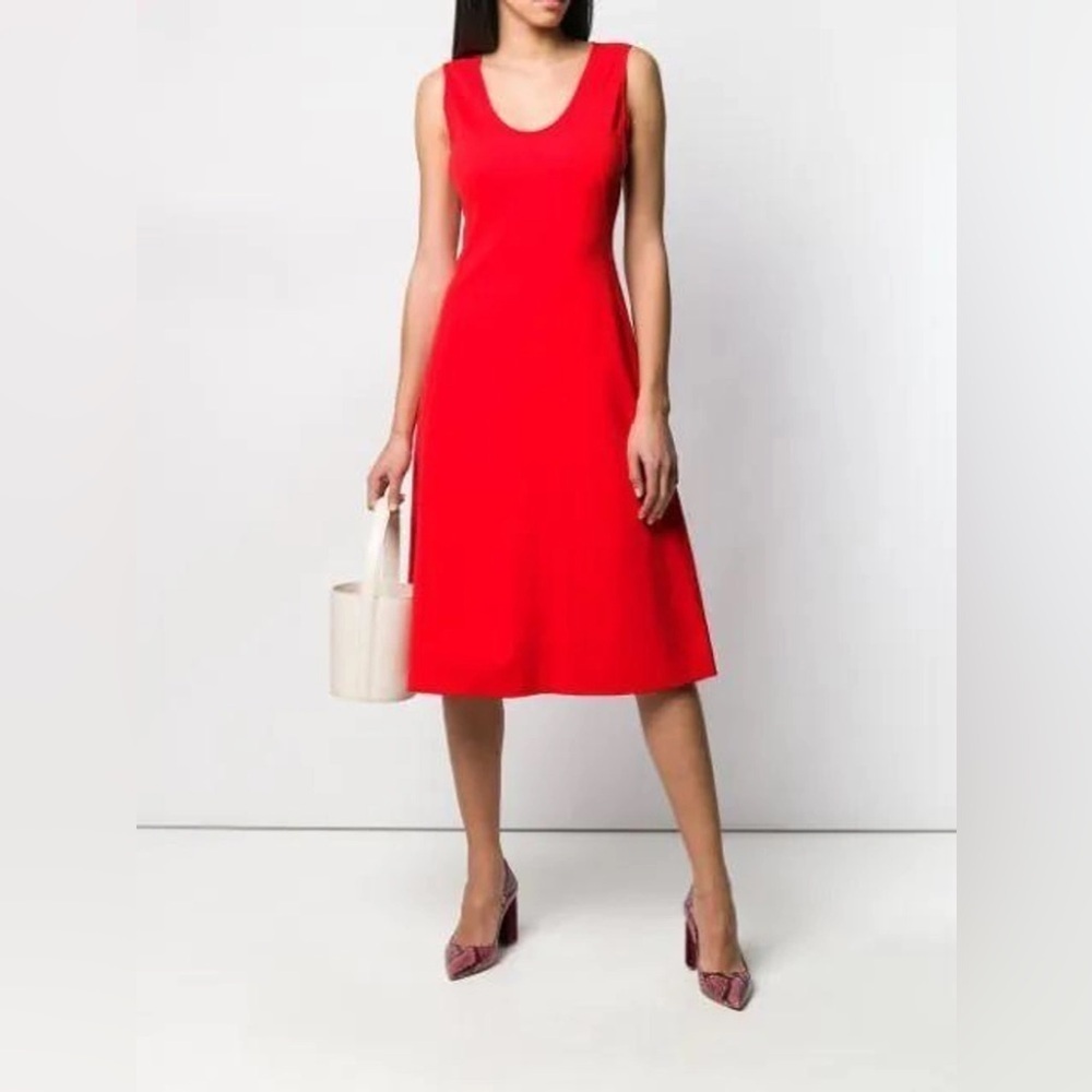Joseph Lina Super Stretch Dress Red 4 Small Sleeveless Scoop Neck Elegant Event
